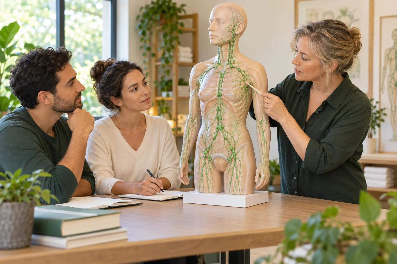 Illustrative class studying a model of the lymphatic system